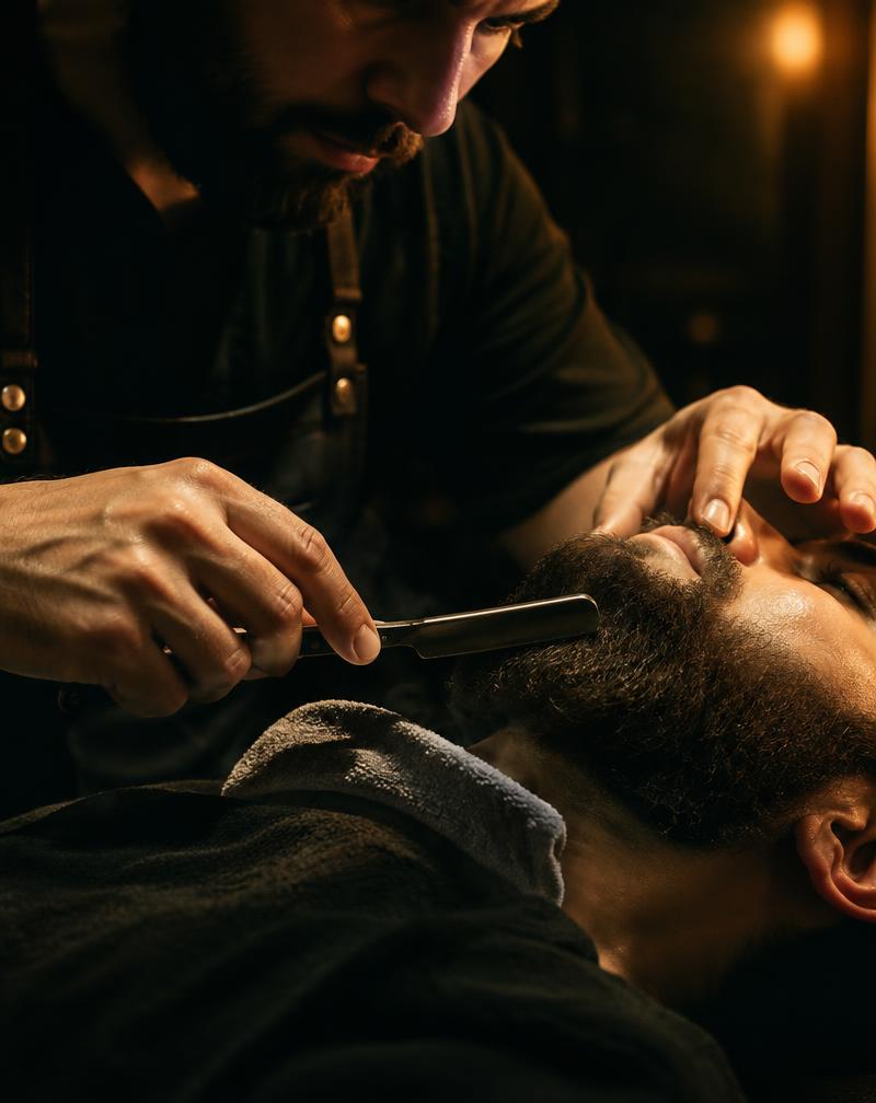 Barba perfilada a navaja